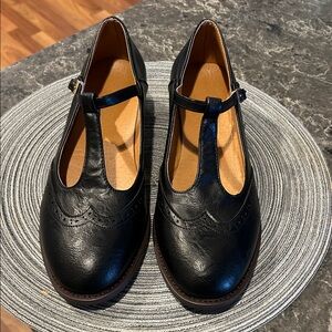 Chic Black T-Strap Women's Loafers